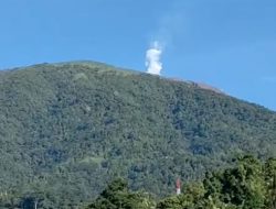 Gunung Api Gamalama Ternate, Maluku Utara, keluarkan asap putih tebal, Rabu 6 Juli 2022.(Foto Beritadetik.id).