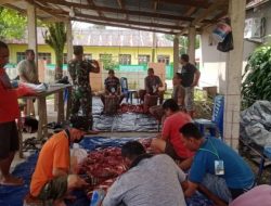 Pemotongan Hewan Kurban di Masjid Muhajirin Desa Hatebicara Halmahera Barat, Minggu 10 Juli 2022.