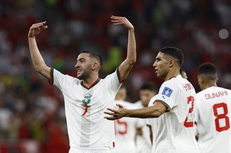Selebrasi Timnas Maroko usai mencetak gol ke gawang Timnas Kanada.(Bolanet.).