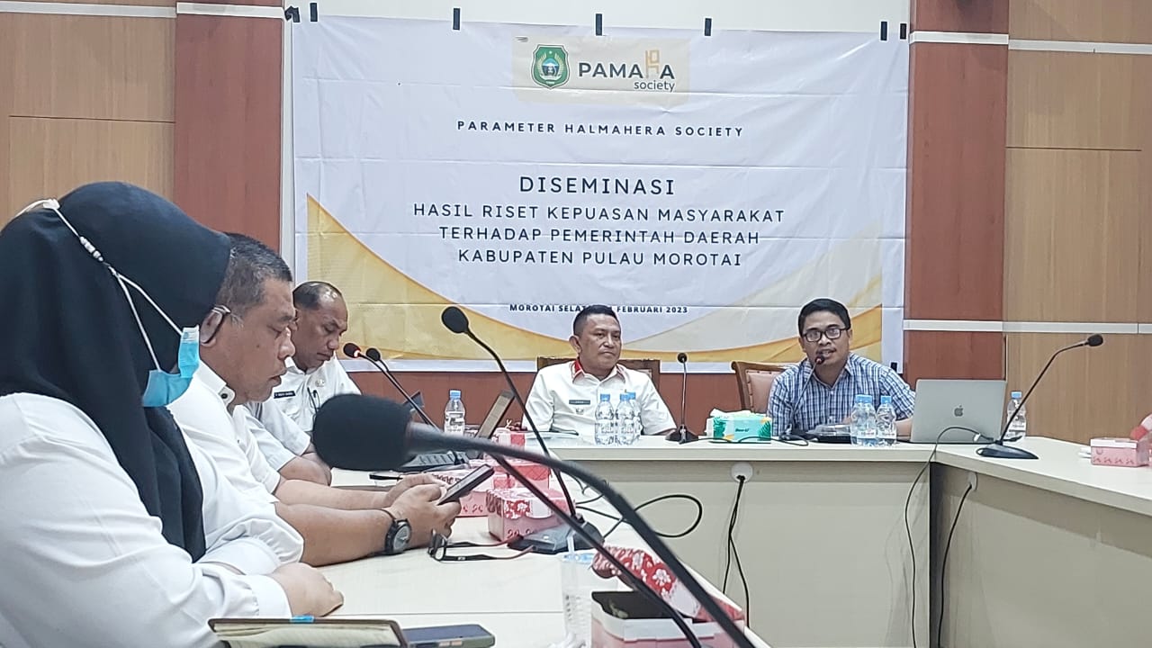 Paramater Halmahera (PAMARA) Society, menggelar desiminasi hasil riset dihadapan Pemda Morotai, Rabu 1 Februari 2023.(Foto Ul/beritadetik.id).