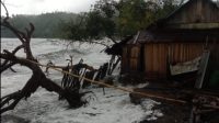 Banjir Rob hantam rumah warga di RT 02 Desa Tauro, Kecamatan Jailolo, Halmahera Barat, Sabtu 08 April 2023.(Foto : Nia/beritadetik.id).