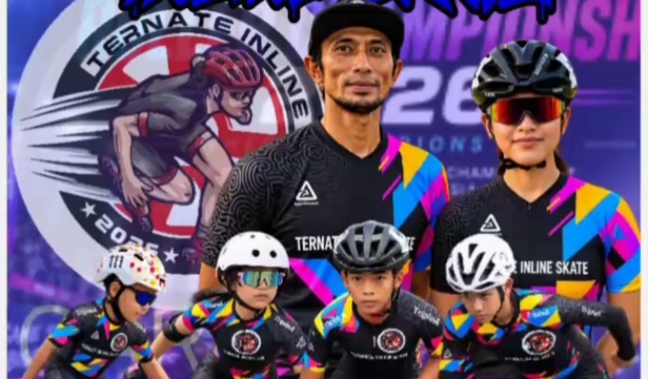 Empat Atlet Ternate Inline Skate didampingi dua official siap Kompetisi di Kota Makassar.(istimewa).