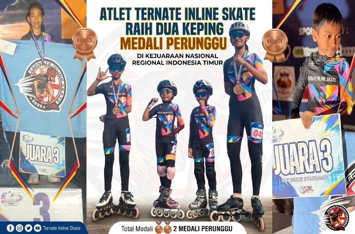 Perwakilan empat Atlet Ternate Inline Skate kategori Standar dan Speed saat mengikuti Championship (EIRC) wilayah Indonesia Timur di Kota Makassar.(Doc : beritadetik.id).